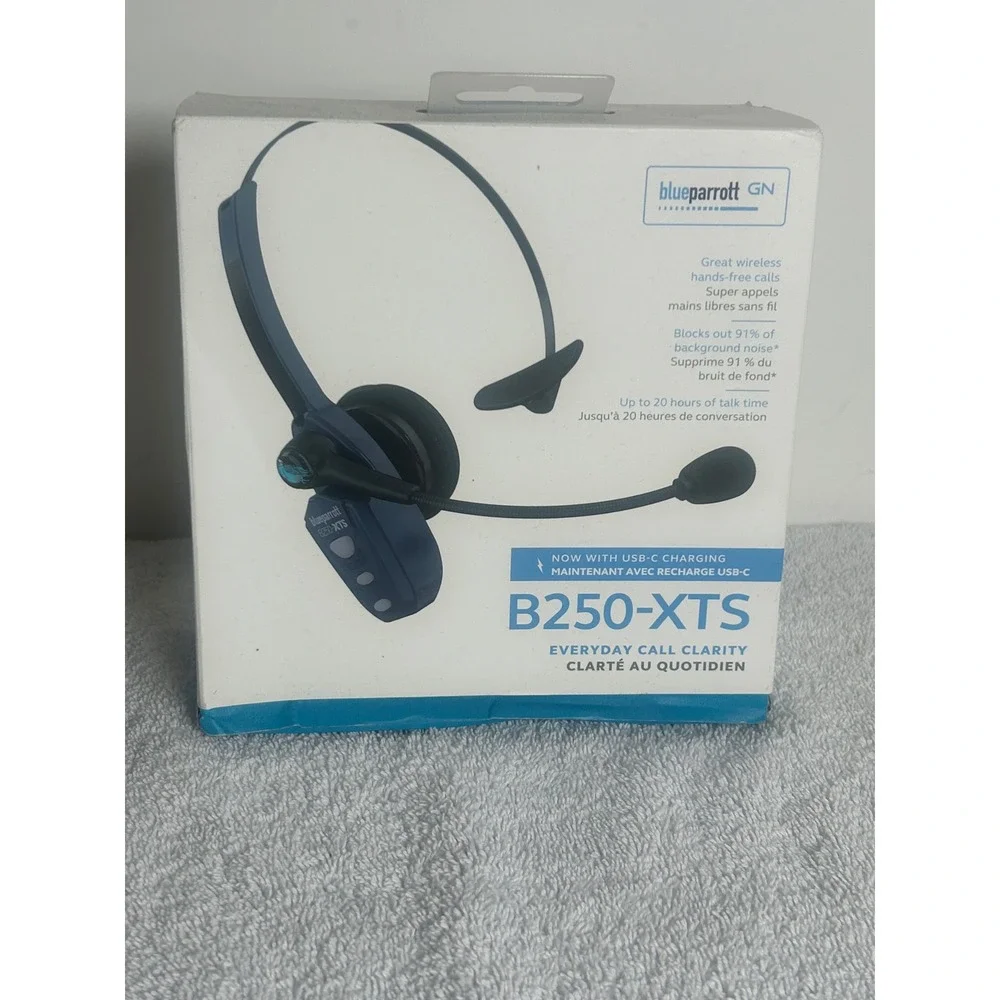 BlueParrott‎ B250-XTS Bluetooth Headset Noise Cancelling USB-C Charging New